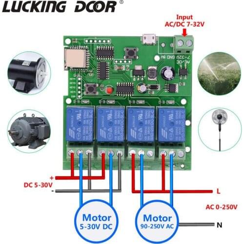 WiFi Switch Ewelink App Smart Life Remote Control Wireless Smart Switch Modul Self-locking interlock remote control 4-way relay