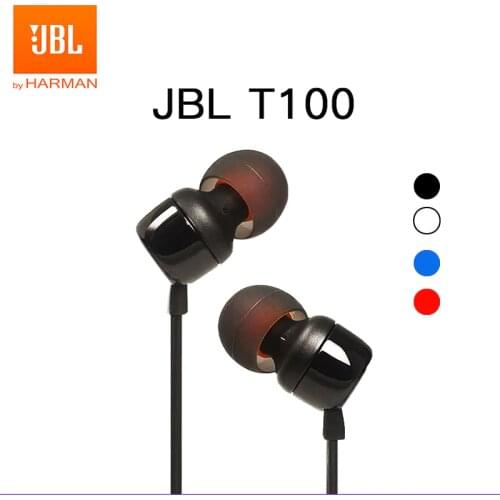JBL T110 3.5mm Wired Earphones TUNE 110 Stereo Music Deep Bass Earbuds Sports Headset In-line Control Handsfree with Microphone