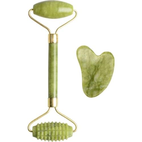 Facial Massage Roller Plate Double/Single Heads Jade Stone Massager Eye Face Neck Thin Lift Relax Slimming Tools