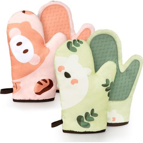 Cute Silicone Oven Mitts Heat Resistant Oven Gloves Non Slip Cooking Baking Gloves For Kitchen EF
