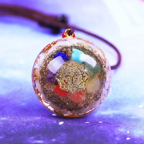 Luminous Natural 7 Chakra Orgone Pendant Crystal Healing Necklace For Generator Energy Accumulator Orgonite Women Men Handmade