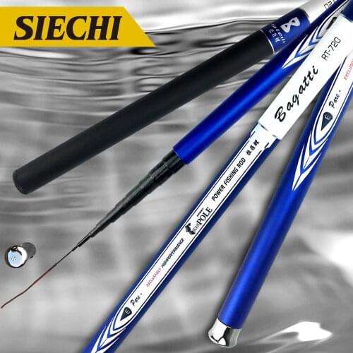 SIECHI 3.6M-7.2M Carbon Fiber Telescopic Fishing Rod Super Hard Ultra Light Carp Fishing Hand Pole