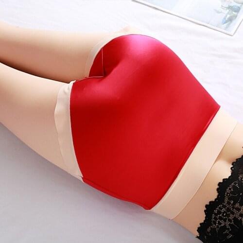 Womens Satin Panties Large Sizes with High Waist New Sexy Silky Stitching Traceless Briefs Plus Size Underwear Women