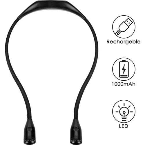 USB LED Neck Hung Light Hands-free Rechargeable Bendable Book Reading Lamp Night Walk Neck Lamp