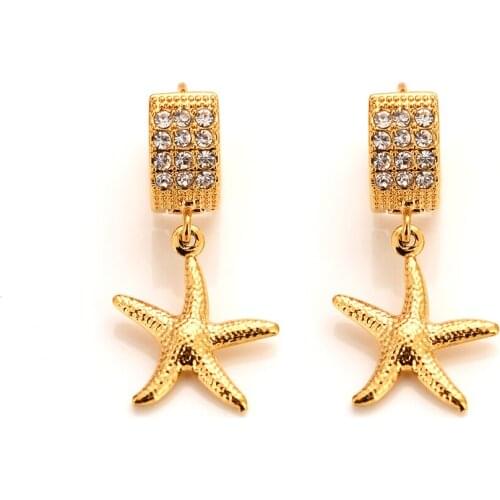 Gold African Dubai Filled Womens Drop Earring starfish Dangle Earring Charms Jewelry Earrings brincos Vintage girls kids gift
