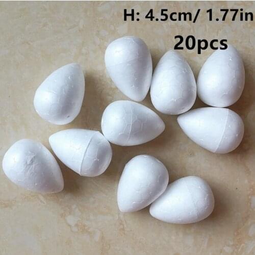 Height: 4.5cm 20pcs Water Drop Modeling Shaped Styrofoam Foam Crafts DIY Handmade White Foam Rose Buds 45mm