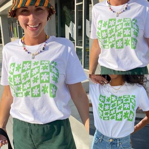 Womens European and American Style Basic Loose Short-Sleeved T-Shirt Womens Round Neck T-Shirt Top White