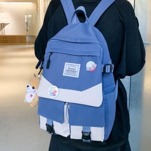 Women Student Backpack Kawaii Waterproof Nylon School Bag Girl Fashion Buckle Laptop Backpack Female Book Bag Ladies Luxury 50