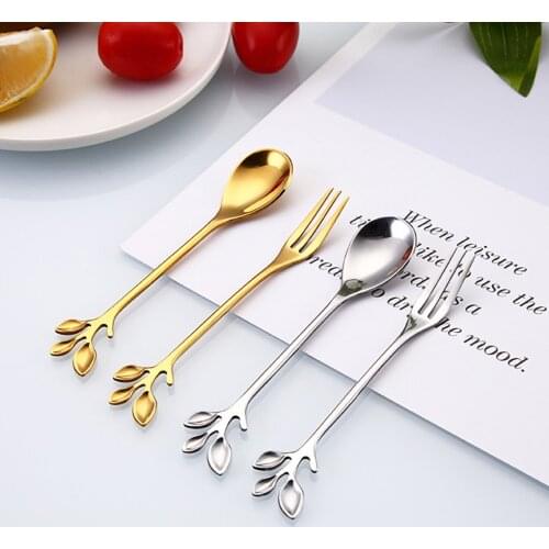 1pc Creative Stainless Steel Coffee Spoon Teaspoon Dessert Snack Scoop Ice Cream Mini Spoons Tableware Coffee Scoops Gold Silver