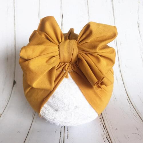 1pcs 2020 Spring Infant Beanie Turban Hat Baby Cotton Big Bowknot Hairband Flower Hair Bows Photography Props Cap