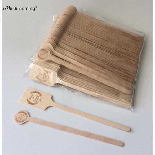 100pcs personalized rustic wedding cocktail swizzle stirrers drink beverage stir stick with initials custom wooden cupcake picks