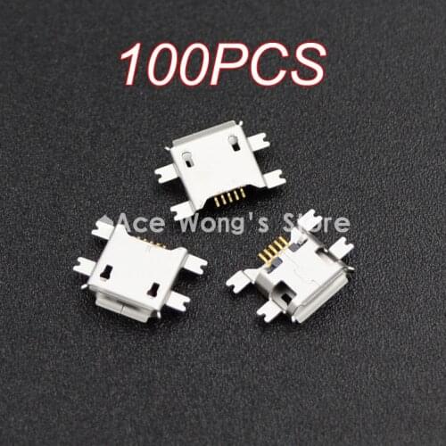 100pcs/lot ) 5pin Female Micro USB Connector, SMD 4 Fixed feet, Widely used in tablet, phones and PDA