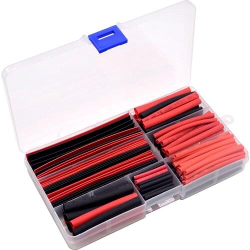 150pcs/lot 8 Sizes Assorted 2:1 Flame-retardant Boxed Heat Shrink Tubing Kit Black Red