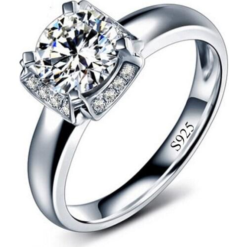 2017 women wedding ring lady jewelry large aaa square CZ Crystal wedding silver color ring wholesale us 6 7 8 9 free shipping