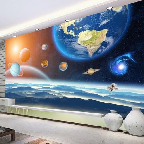 3D Wallpaper Modern Starry Universe Space Photo Wall Murals Cartoon Childrens Bedroom Self-Adhesive Waterproof Canvas Stickers