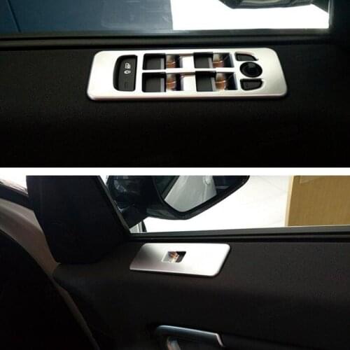 4Pcs Car Interior Window Lift Button Switch Panel Frame Cover Trim Sticker Fit For Land Rover Discovery Sport 2015-2017