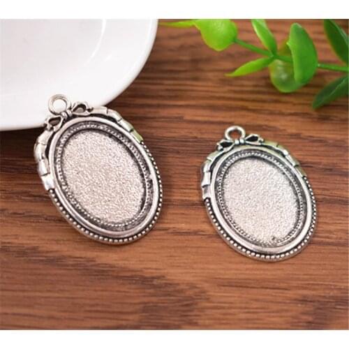 5pcs 18x25mm Inner Size Bright Silver and Antique Silver Plated Simple Style Cabochon Base Setting Charms Pendant