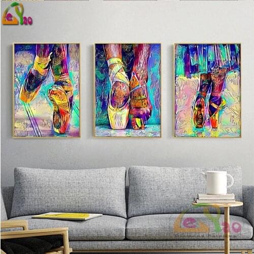 5D DIY Diamond Painting Mosaic Full Square Drill Graffiti Ballet Shoes Rhinestone Cross Stitch Embroidery Gifts For Dance Lovers