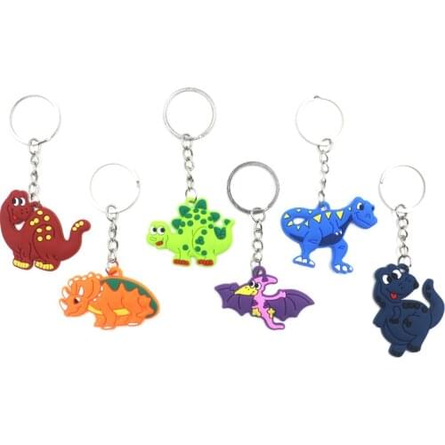 6pcs Dino Party Supplies Rubber Keychains Baby Shower Birthday Party Decorations Kids Gifts Tropical Jungle Party Decorations