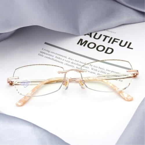 Blu-ray Proximity Glasses Womens Pure Frameless Glasses Womens Gem Trimmed Gold Glasses Womens Prescription Glasses