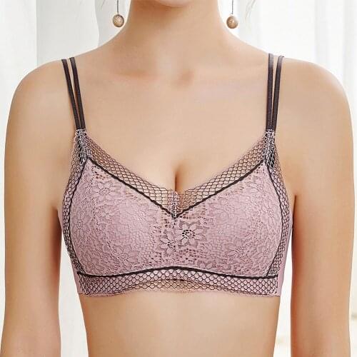 Sexy Daily Women Bra Lace Mesh Breathable Lingerie Wireless Comfort Underwear Padded Push Up Brassiere Small Size 30 32 A B