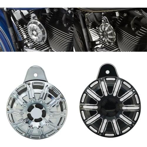 Motorcycle Loud Speaker Cover CNC Black Chrome Horn Kit Cover For Harley Sportster XL 883 07-2021 Touring FLT Big Twin Cam 91-up