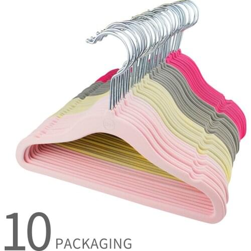 10/20 Pcs Children Flocking Hanger Non-slip Plastic Flocking Velvet Coat Flocked Custom Hanger Seamless Drying Rack Newest 2020