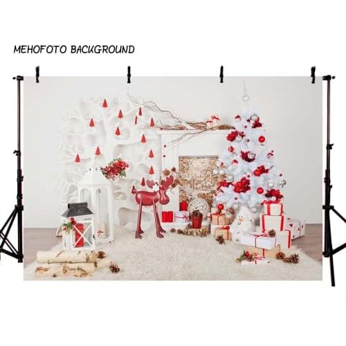 Photography Backdrops Christmas Background Fireplace Tree Winter Snow Window Interior Baby Birthday Background For Photo Studio