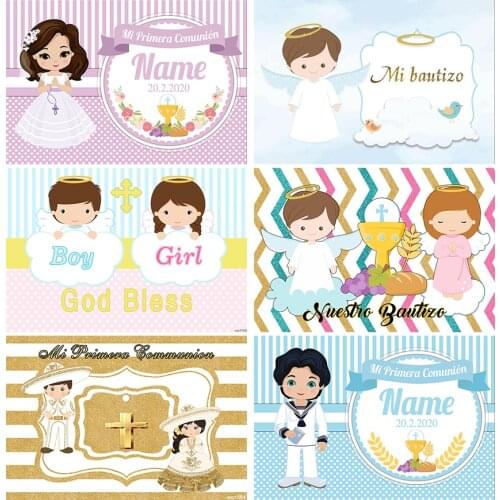 Photography Girl Pink Boy First Communion Decoration Party Details Banner Custom Photo Backdrop Background Photocall