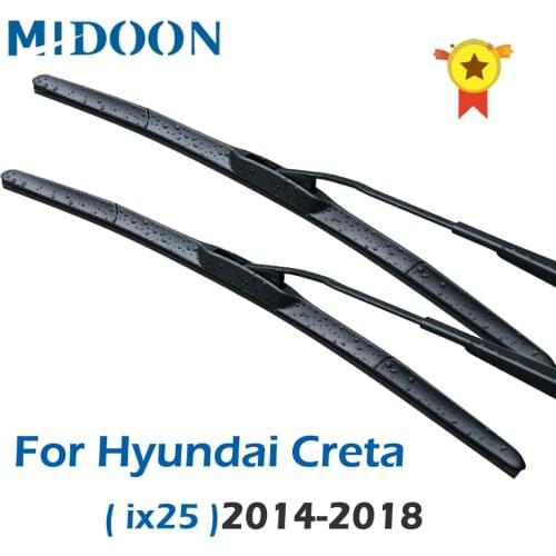 MIDOON Hybrid Wiper Blades for Hyundai Creta ( ix25 ) Fit Hook Wiper Arms Model Year 2014 2015 2016 2017 2018