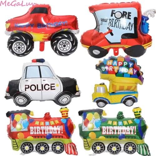 Truck Car Train Foil Balloon Children Gifts Birthday Party Decorations Baby Shower Kids Air Balls Boy Favor Toy Globos