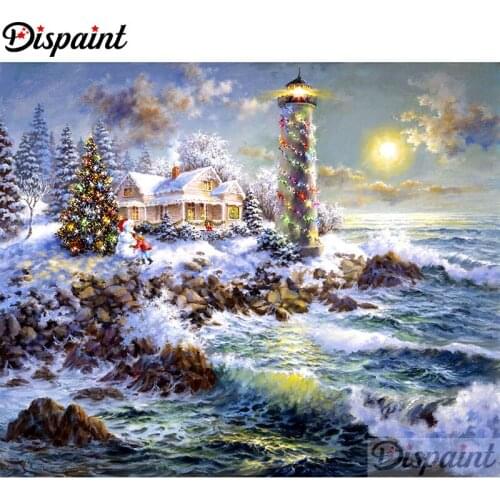 Dispaint Full Square/Round Drill 5D DIY Diamond Painting "Christmas house" Embroidery Cross Stitch 3D Home Decor A11052