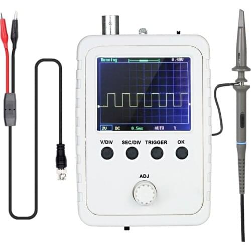 KKmoon 2.4" Portable Mini TFT Digital Oscilloscope Logic Analyzer Kit with Power Adapter and BNC-Clip Oscilloscope Cable Probe