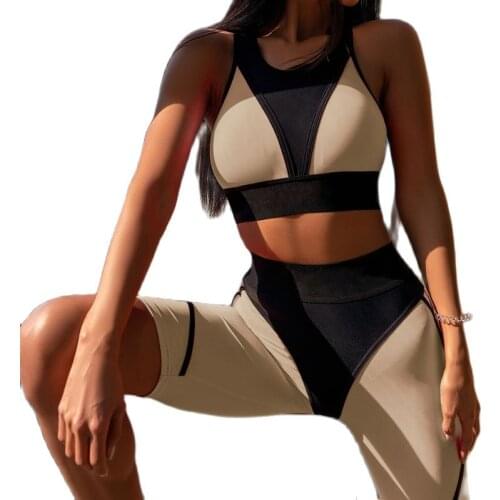 BlackArachnia Patchwork Yoga Sets 2 Pcs Sportswear Women Gym Female Fitness Suit Padded Bra High Waist Leggings