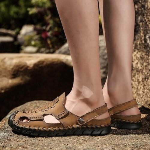 Verano couro size man sandals de work homme ete masculina shoes roman deportivas gladiators vietnam cuire rubber transpirables