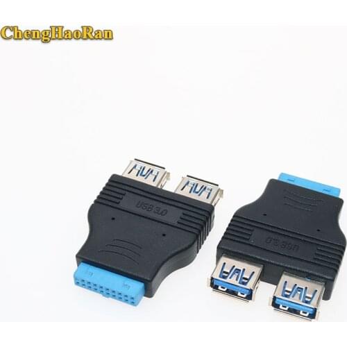 ChengHaoRan Motherboard 2 Ports USB 3.0 A Female to 20 Pin Header Female Connector Adapter USB 3.0 Compatible Data Transfer