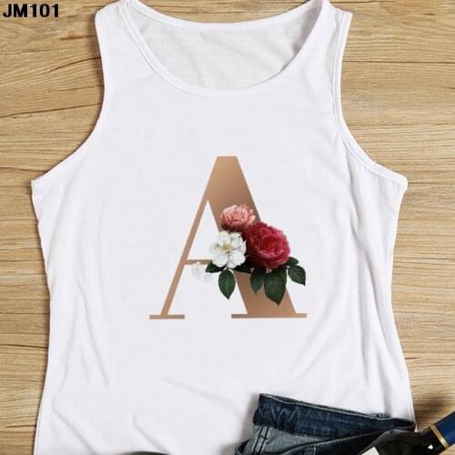 Summer Womens Tank Tops Fashion Letter Flower Printed Ladies Camisole T-shirt Harajuku Streetwear Sleeveless White Top Vest Tee