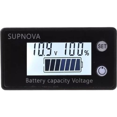 Mini Battery Capacity Indicator DC 10V-100V Lead Acid Lithium LiFePO4 Car Motorcycle Voltmeter Voltage Gauge 12V 24V 48V 72V