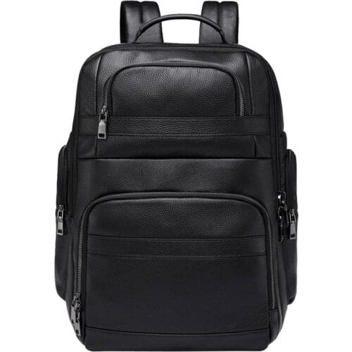 Soft Genuine Leather Backpack Fit For 15.6 inch Laptop Daypack Multifunction USB charging Fashion Male Mochila Travel bacKpack