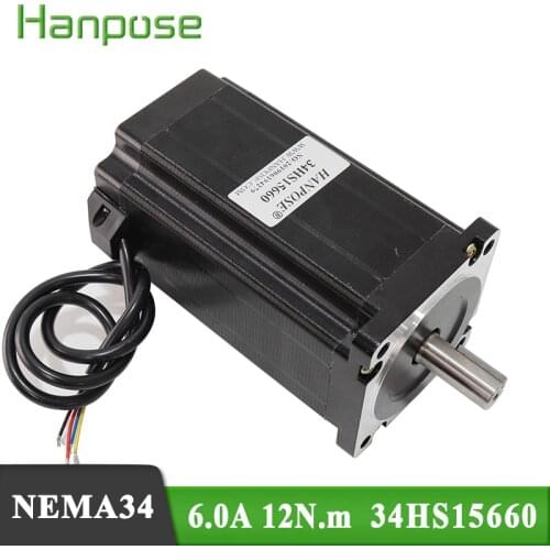 Nema34 CNC milling machine accessories 86 stepper motor 156mm 6A 12N.m 34HS15660 14mm stepping motor for CNC 3D printer