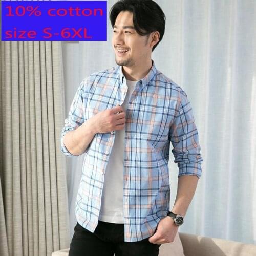 New Arrival Fashion High Quality Plaid 100% Cotton Men Long Sleeve Loose Coat Casual Shirts Plus Size S M L XL 2XL 3XL4XL5XL6XL