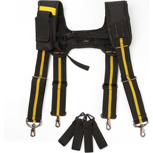 New H-type Design Padded Heavy Duty Work Tool Belt Braces Suspenders With 4 Support Loops For Reducing Waist Weight Tool Pouch