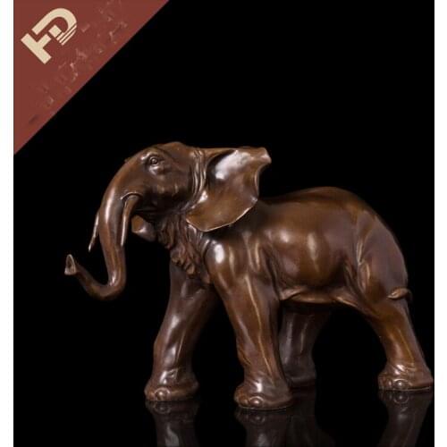 38CM # India, Thailand OFFICE crafts-efficacious Mascot bring wealth fortune Good luck FENG SHUI brass Elephant statue Sculpture