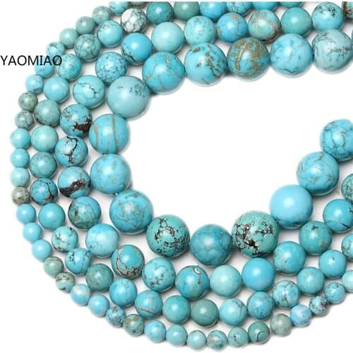 Wholesale Natural Blue Turquoises Stone Beads Round Loose Beads For jewelry Making DIY Bracelet Necklace 4-12mm