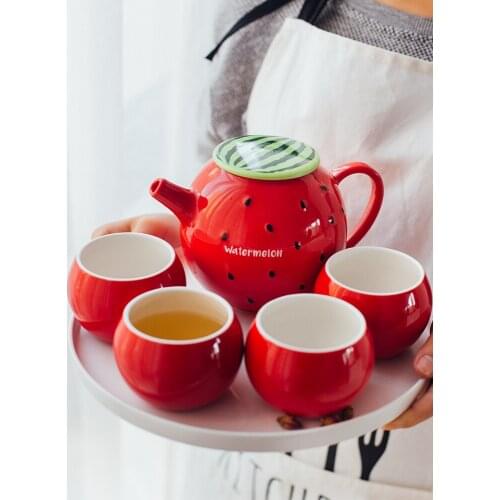 Lovely cold water bottle creative family living room bone ceramic set tea pot cup tray fruit tea coffee set