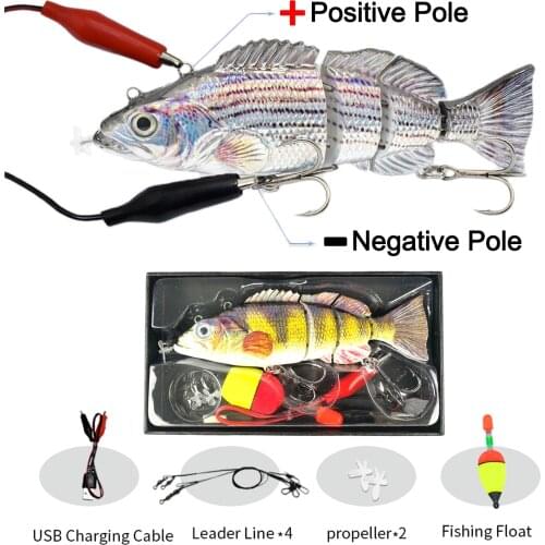 Thetime Robotic Swimming Lure 4-Segement Auto Electric Wobblers Lures For Pike Swimbait Fishing Baits USB Rechargeable LED light