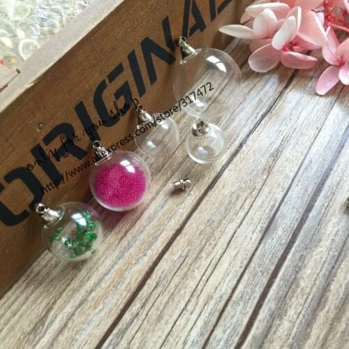 50pcs transpare glass orbs screw cap,glass globe vial pendant with mental screw cap DIY jewelry findings new 12-25mm can choose