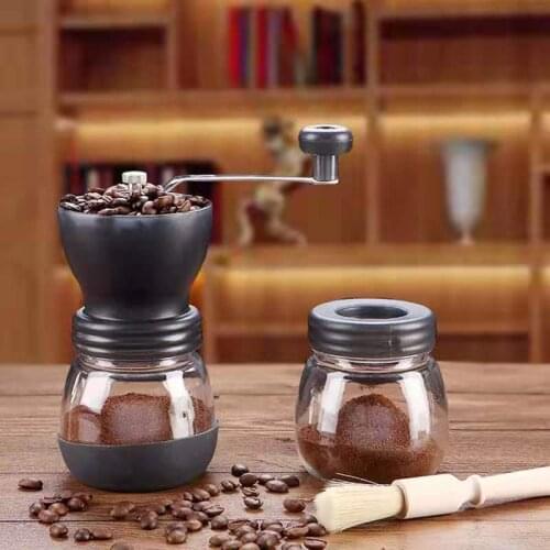 Manual Coffee Grinder with Storage Jar Soft Brush Conica Mini Coffee Milling Machine for Single Coffee