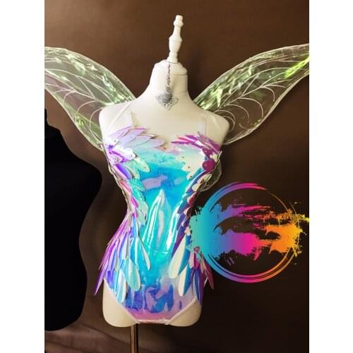 Sexy Butterfly Girl Fairy Costume magic Elf princess clothing stage show party light up laser bodysuit dress 5.0