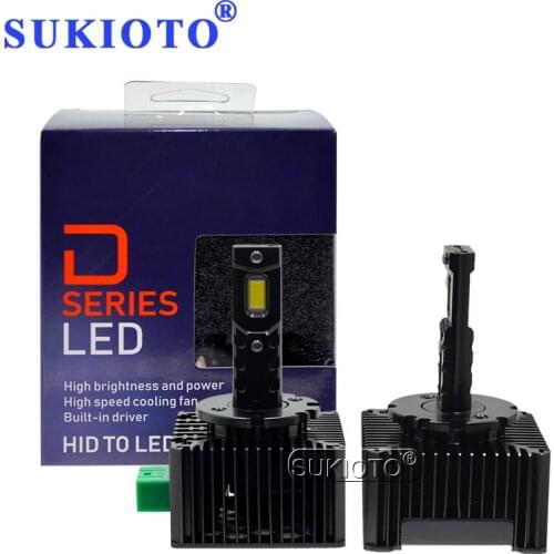 SUKIOTO 1 Set Plug and Play D1S LED Headlight D2S D3S D4S D1R D2R D3R D4R D5S D8S Customized LED Chips 6000K White 70W LED Lamp